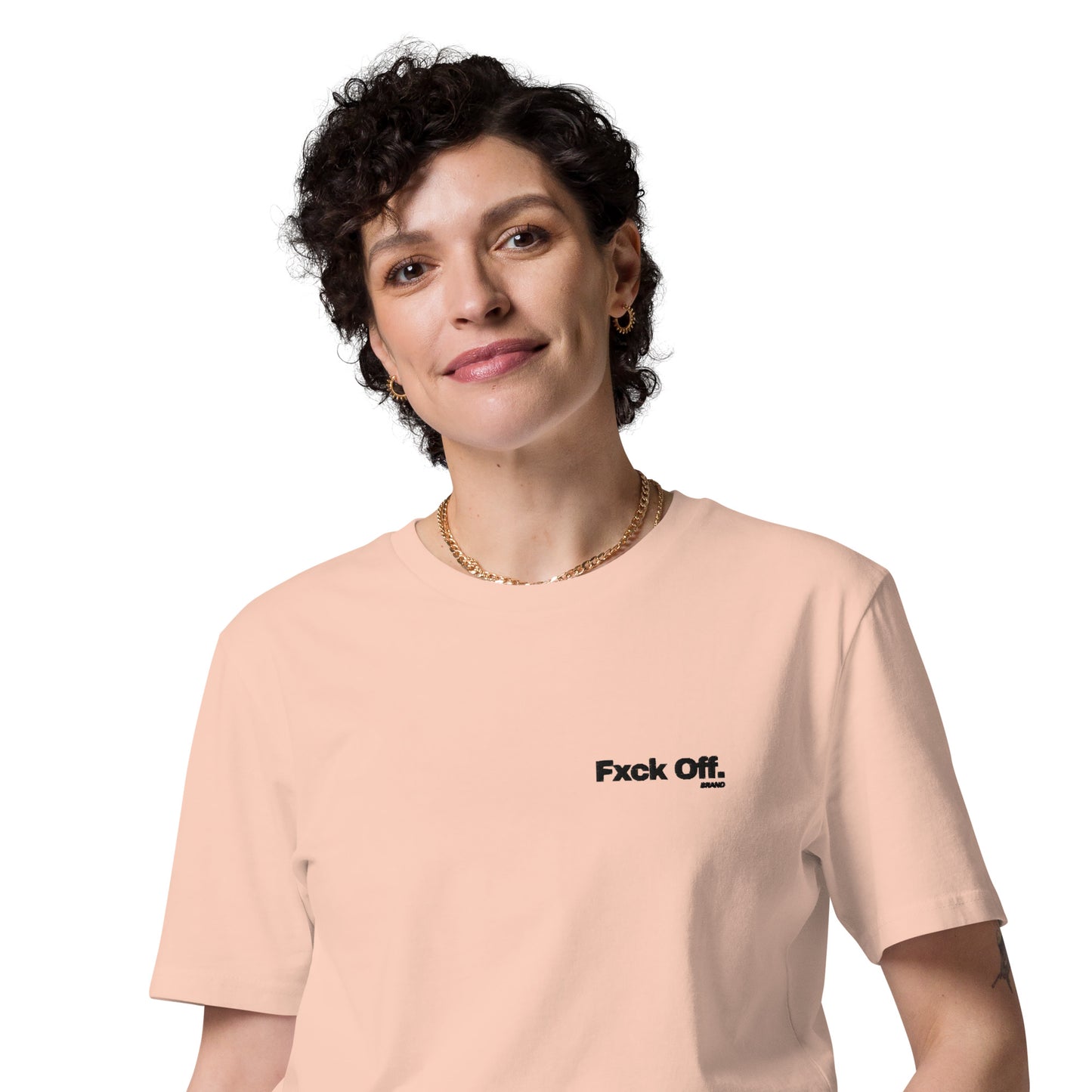 Camiseta de algodón orgánico unisex con logo bordado